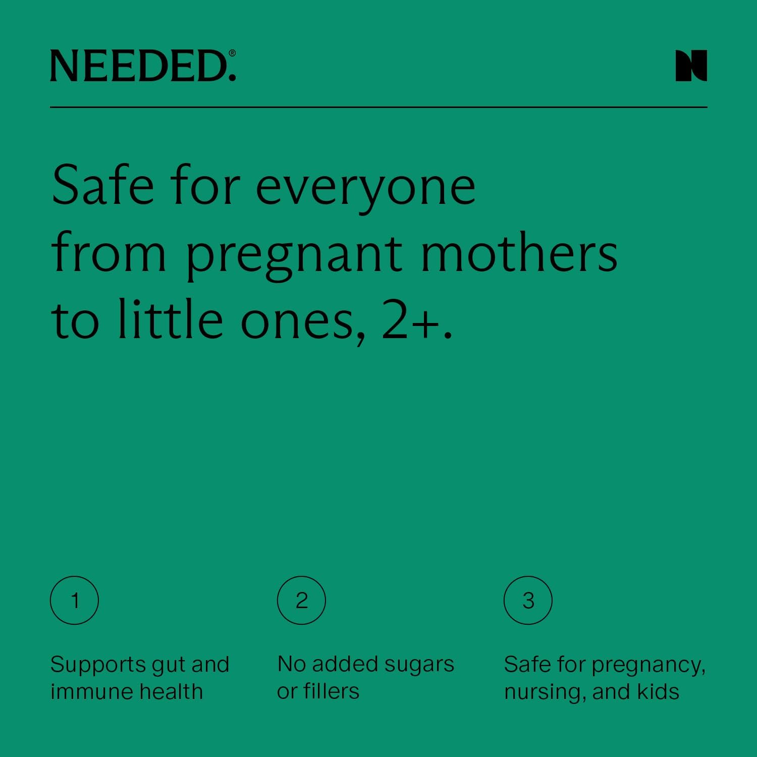 Needed. Immune Support Immunity Powder - for The Whole Family - Pregnancy Safe Immunity Supplement - Zinc with Elderberry - Easy-to-Take