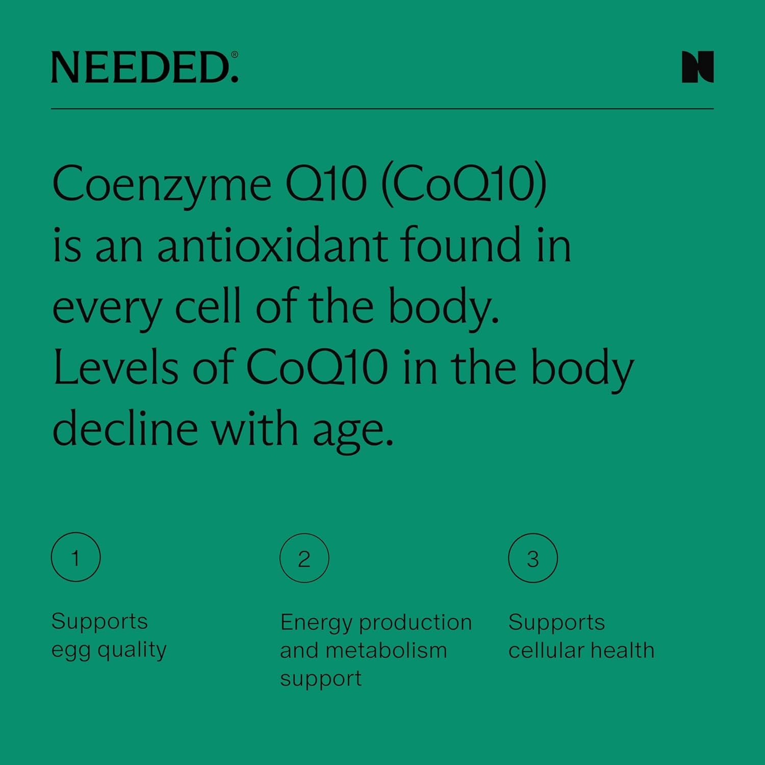 Needed. CoQ10 200mg Supplement - Ubiquinol 200mg for Women and Men – Coenzyme Q10 Preconception Health Supplement, Non-GMO, Softgels – 30 Count