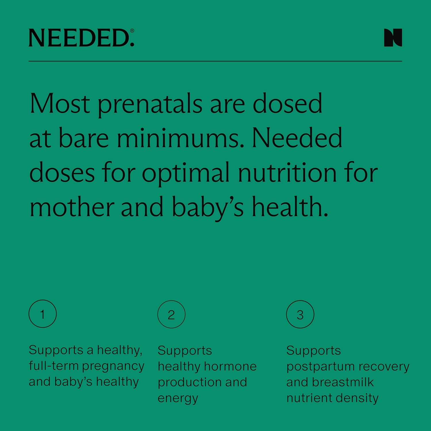 Needed. Vanilla Multivitamin Powder with Choline for Prenatal, Pregnancy, Breastfeeding, Postpartum | Expertly-Formulated & Third-Party Tested | 30-Day Supply