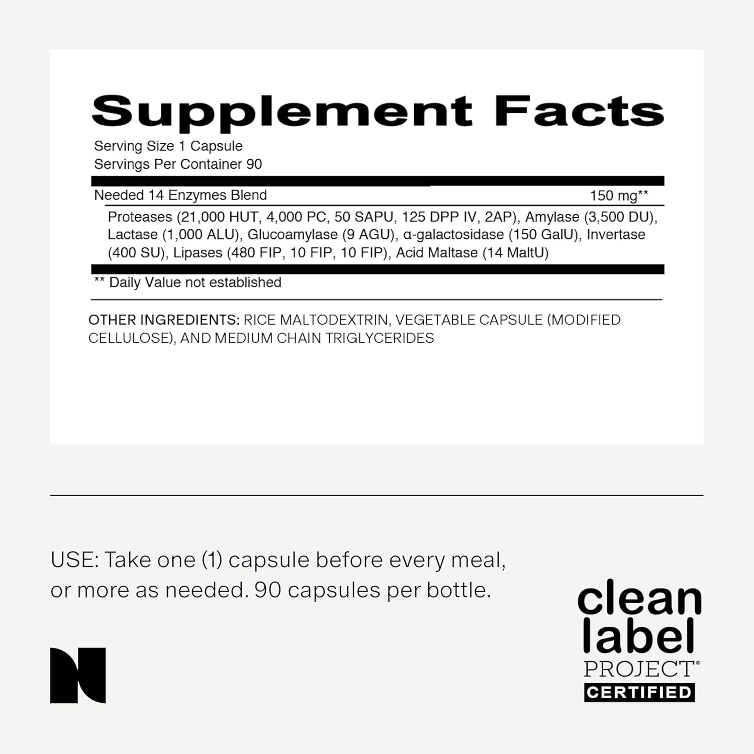 Needed. Digestive Enzymes Support - Daily Essential Enzymes Support for Bloating Relief - 90 Capsules with 14 Clinically Backed Digestive Enzymes