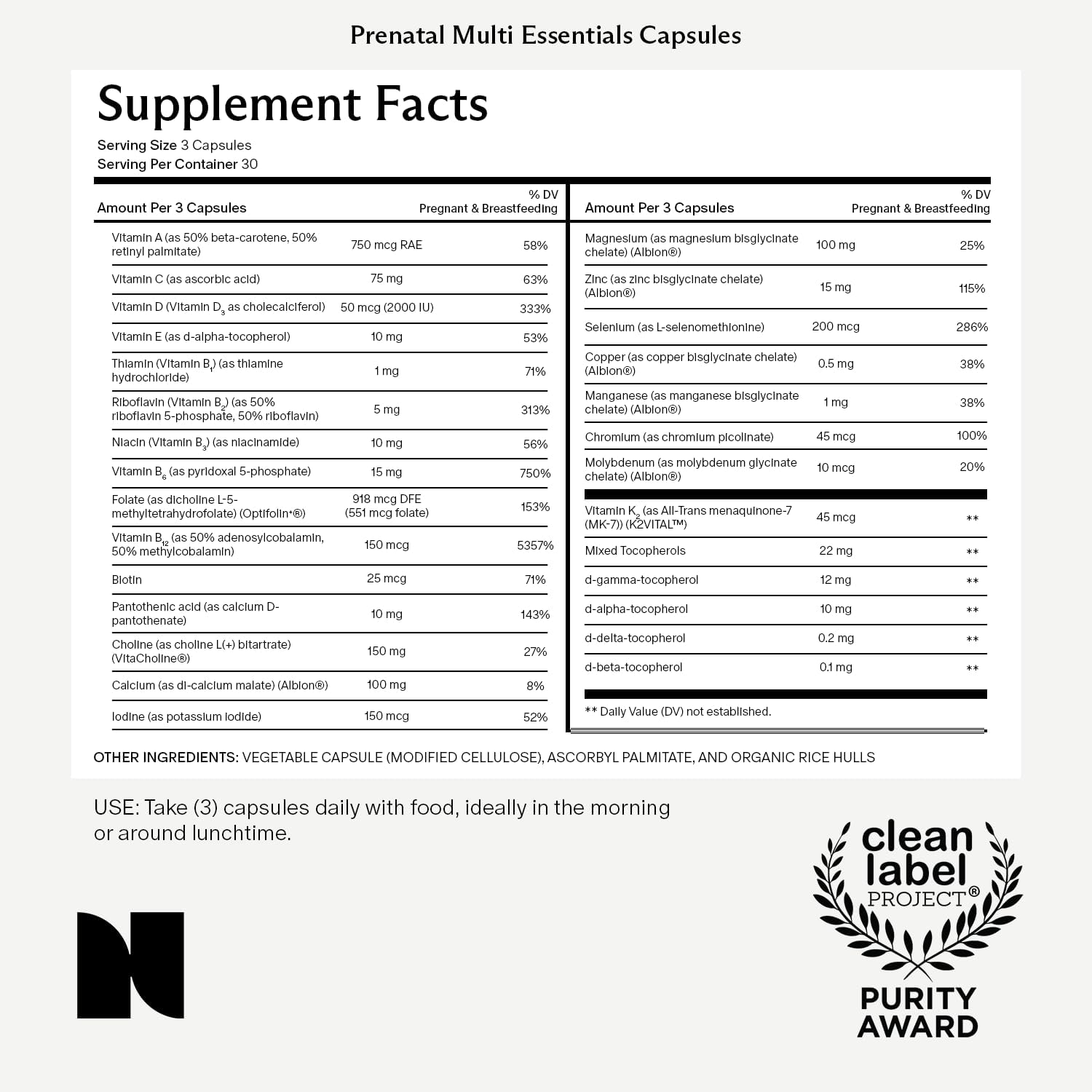 Needed. Multivitamin for Prenatal | Prenatal Multi Essentials Capsule - Pregnancy, Breastfeeding, Postpartum | Expertly-Formulated & Third-Party Tested, | 30-Day Supply