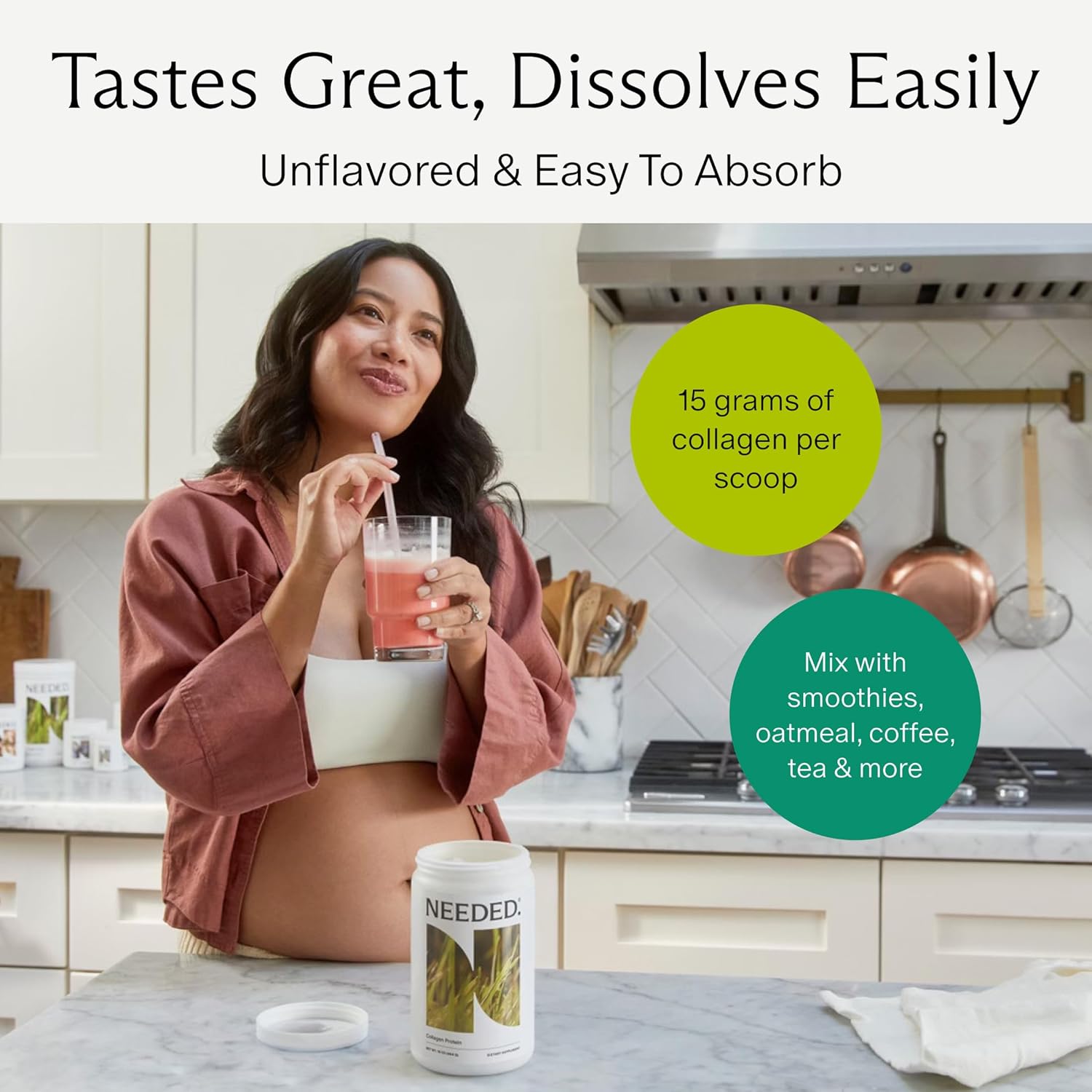 Needed. Prenatal Hydrolyzed Collagen Protein Powder – Expert-Backed & Clean Sourced | Supports Skin, Hair, Joints, and Tissue Recovery in Pregnancy | Grass-fed, Pasture-Raised, Hormone-Free | 1lb